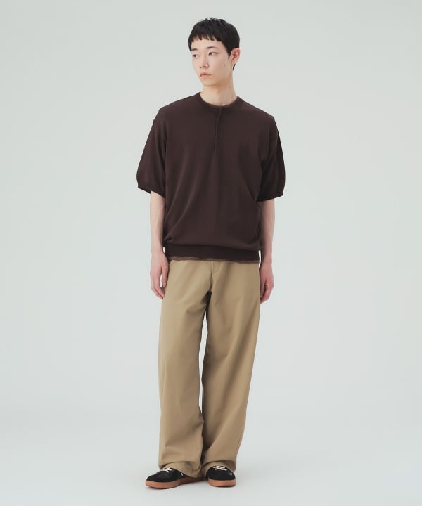 【10%OFFクーポン対象】ヘンリーネック ショートスリーブ ニット（接触冷感） [H:183cm C:91 W:70 H:92 Size:L]