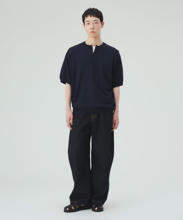 【10%OFFクーポン対象】ヘンリーネック ショートスリーブ ニット（接触冷感） [H:183cm C:91 W:70 H:92 Size:L]