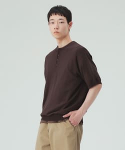 ヘンリーネック ショートスリーブ ニット（接触冷感）
