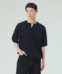ヘンリーネック ショートスリーブ ニット（接触冷感）