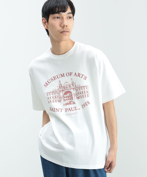 BEAMS × TEMPLA オーバーサイズ プリントTシャツ 希少 イタリア製 セール】オーバーサイズロゴフォトプリント半袖メタリック箔
