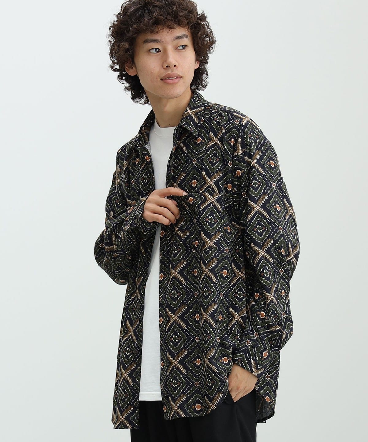 レトロプリント ロングスリーブ ビッグ シャツ シャツ・ブラウス MEN NAVY M レトロプリント ロングスリーブ ビッグ シャツ シャツ・ブラウス MEN NAVY M