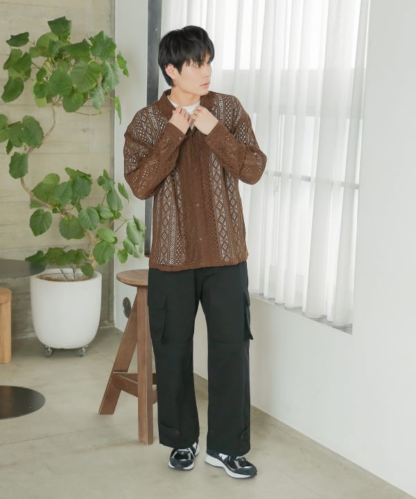 BEAMS HEART（ビームス ハート）レース オープンカラー シャツ