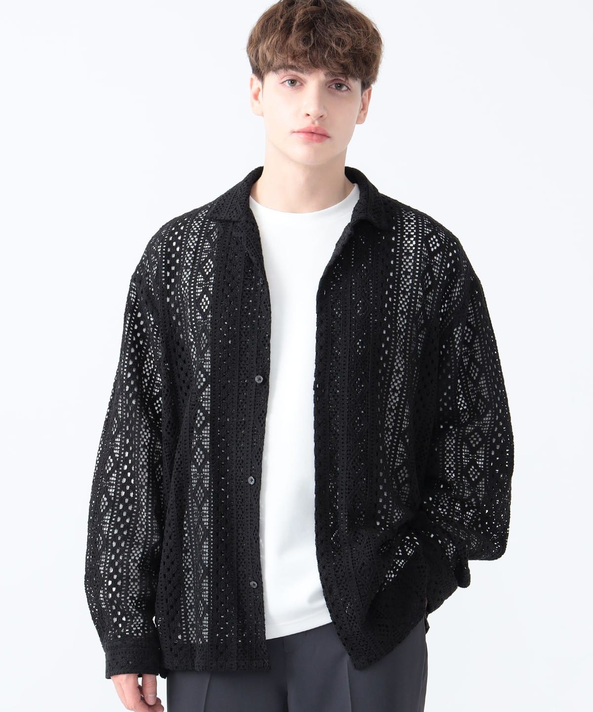 BEAMS HEART（ビームス ハート）レース オープンカラー シャツ（シャツ  