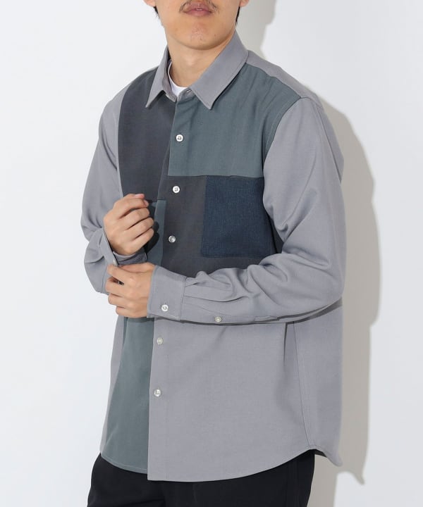 ポリエステルツイル クレイジーボタンシャツ Model：H175 Size：L