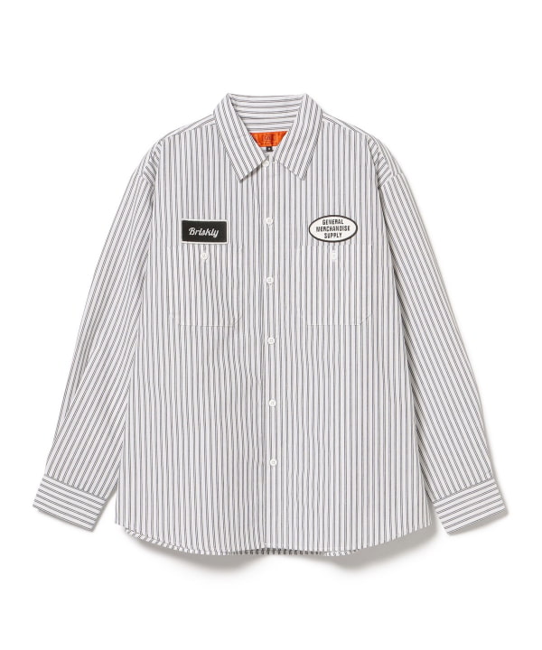 beams ssz  ストライプ　シャツ z□ビームス/BEAMS 七分袖ストライプシャツ【M】青白/men's/69