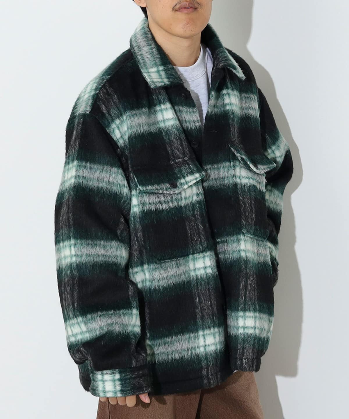 シャギーチェック ビッグ シャツ シャツ・ブラウス MEN DARK GREEN M シャギーチェック ビッグ シャツ シャツ・ブラウス MEN DARK GREEN M