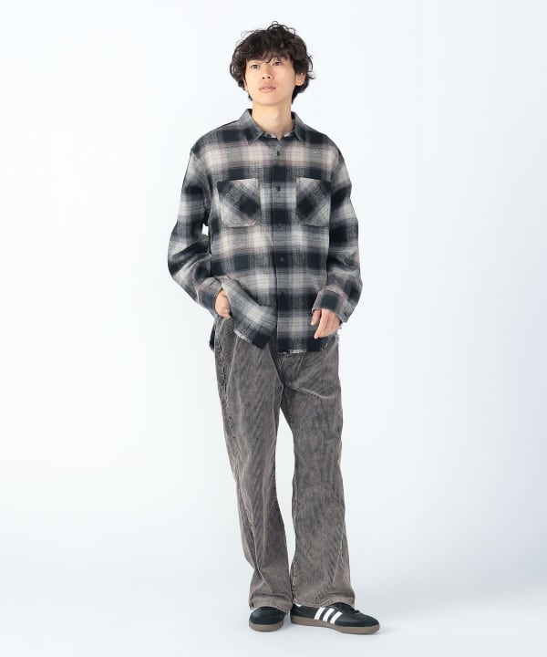 SSZ beams オンブレシャツ　長袖　ネルシャツ BEAMS HEART（ビームス ハート）ダメージ オンブレ ネルシャツ（シャツ