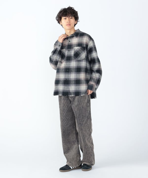 BEAMS HEART（ビームス ハート）ダメージ オンブレ ネルシャツ（シャツ