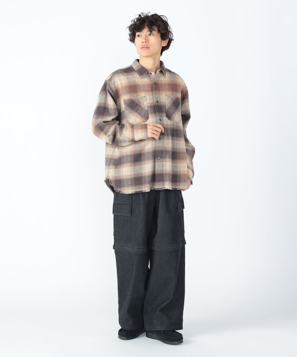 BEAMS HEART（ビームス ハート）ダメージ オンブレ ネルシャツ（シャツ