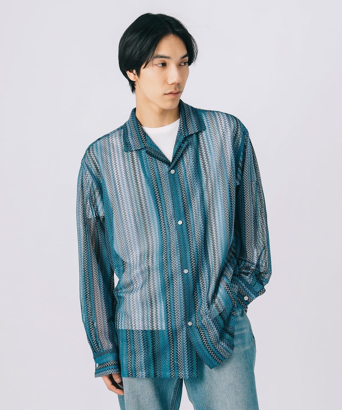 マルチカラー ストライプ レース シャツ シャツ・ブラウス MEN NAVY S マルチカラー ストライプ レース シャツ シャツ・ブラウス MEN NAVY S