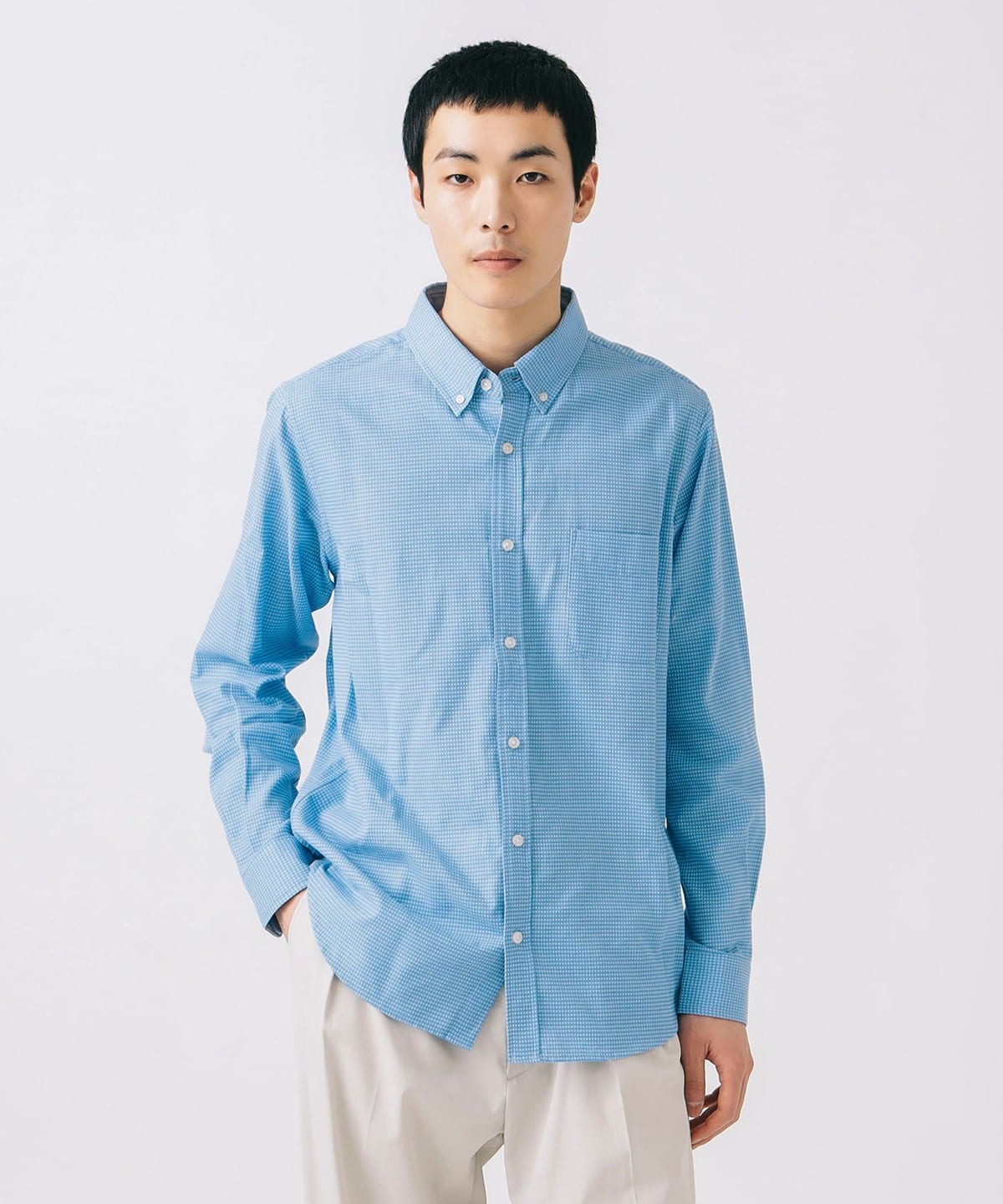 ジャカード ロングスリーブ シャツ シャツ・ブラウス MEN BLUE L ジャカード ロングスリーブ シャツ シャツ・ブラウス MEN BLUE L
