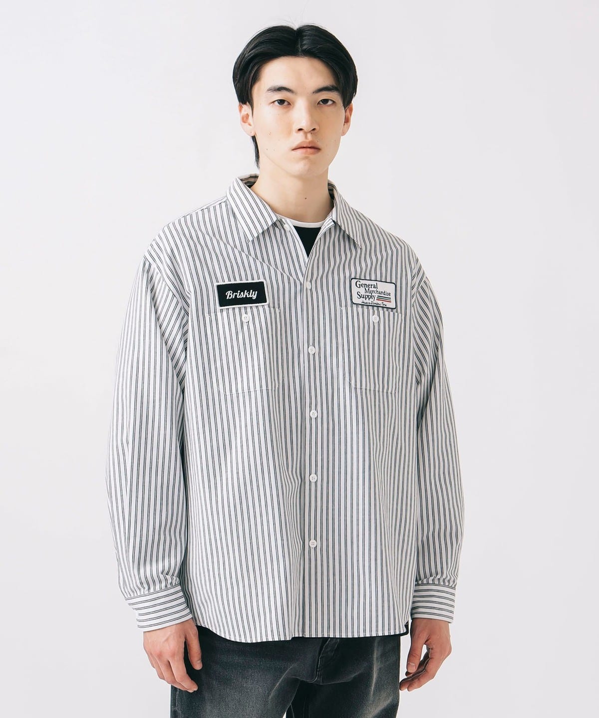 【4/24新規値下げ】GMS ロングスリーブ ワークシャツ シャツ・ブラウス MEN WHITE/BLACK S 【4/24新規値下げ】GMS ロングスリーブ ワークシャツ シャツ・ブラウス MEN WHITE/BLACK S