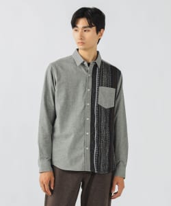 【+15%ポイントUP】ニット 切り替え ネルシャツ
