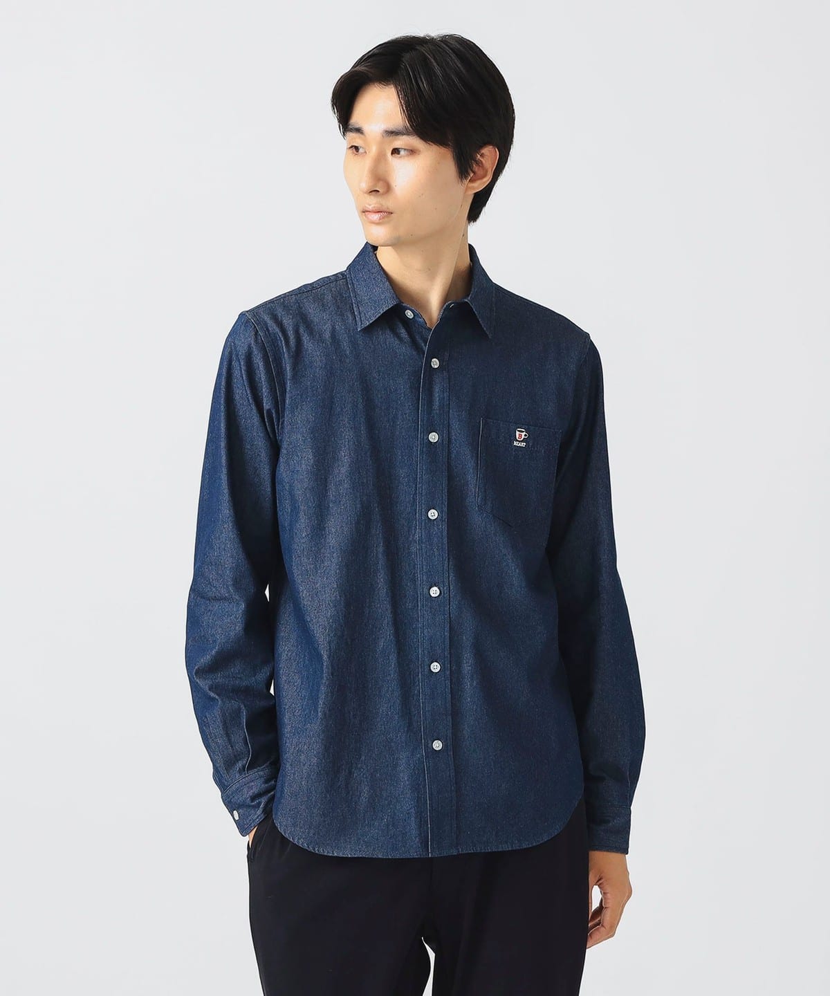 コーヒー刺繍 デニム シャツ シャツ・ブラウス MEN INDIGO M コーヒー刺繍 デニム シャツ シャツ・ブラウス MEN INDIGO M
