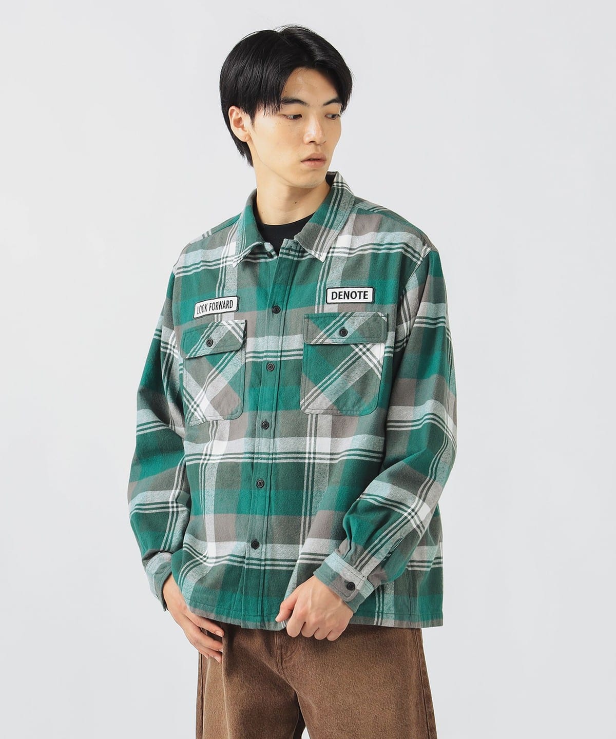ネルチェック ワーク シャツ シャツ・ブラウス MEN GREEN S ネルチェック ワーク シャツ シャツ・ブラウス MEN GREEN S