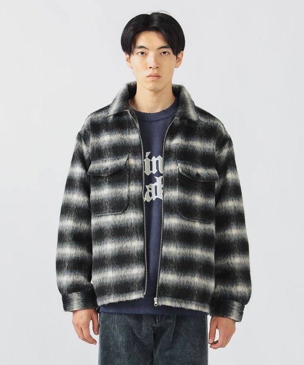 BEAMS HEART（ビームス ハート）シャギー チェック ジップ シャツ