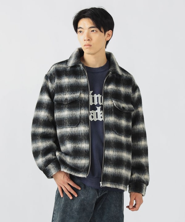ビームスハート　BEAMS HEART メンズSサイズジップアップジャケット BEAMS HEART ブルゾン アウター 胸ジップ スタジアム メンズ