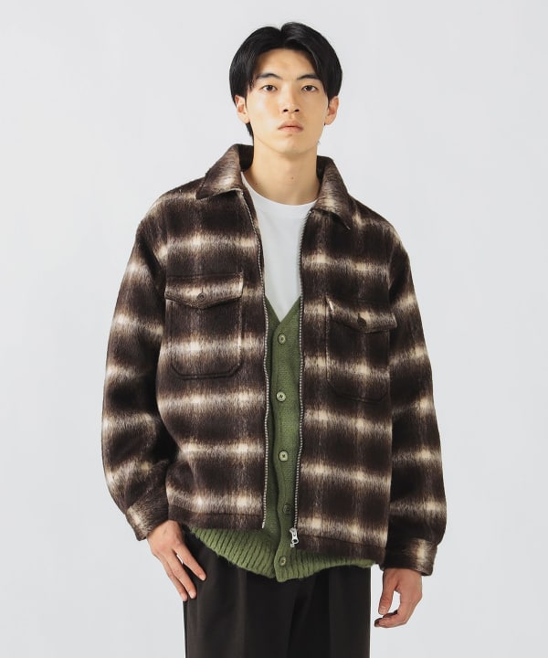 BEAMS HEART（ビームス ハート）シャギー チェック ジップ シャツ