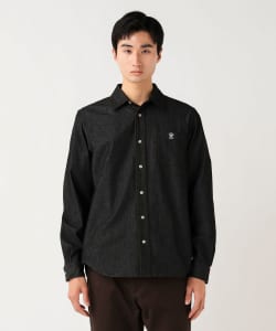 コーヒー エンブレム ステッチ デニムシャツ