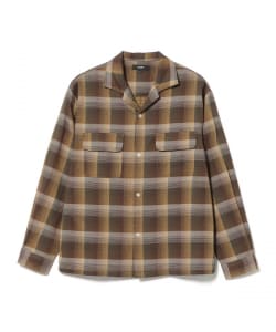 ダブルガーゼ チェック オープンカラーシャツ