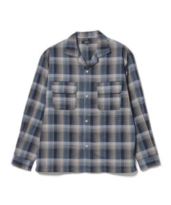 ダブルガーゼ チェック オープンカラーシャツ