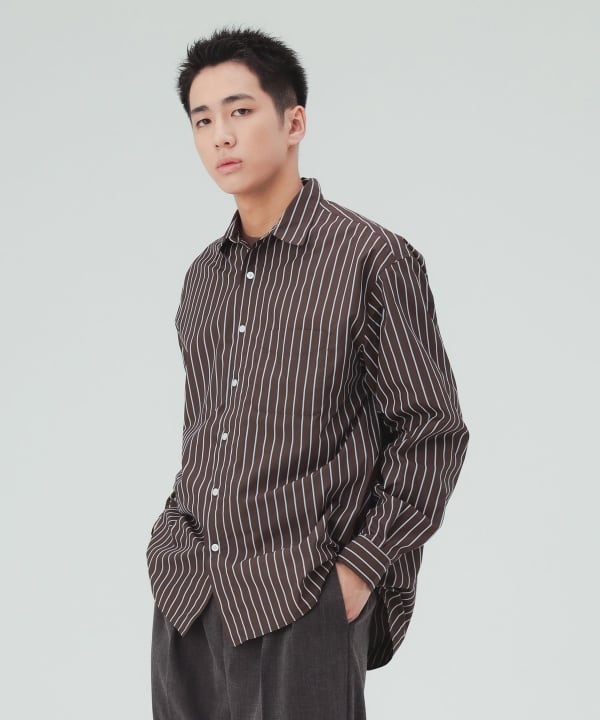 ストライプ レギュラーカラーシャツ [H:183cm C:80 W:68 H:89.5 Size:L]