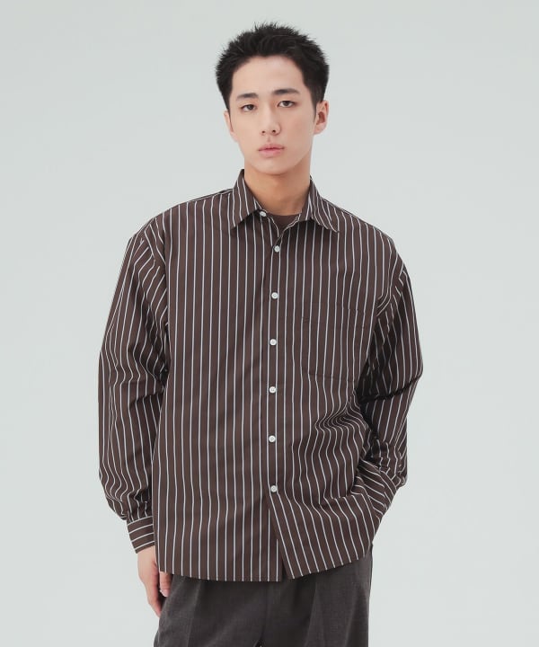 ストライプ レギュラーカラーシャツ [H:183cm C:80 W:68 H:89.5 Size:L]