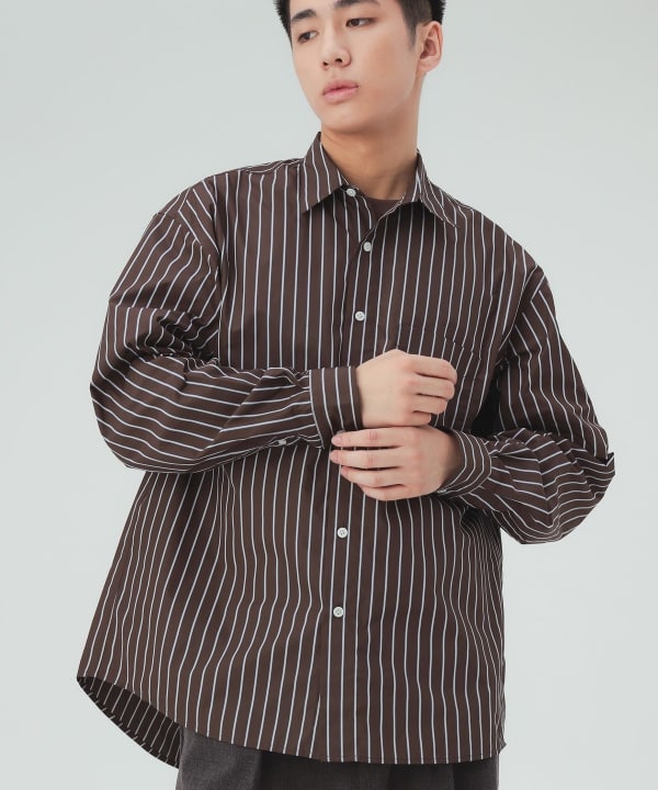 ストライプ レギュラーカラーシャツ [H:183cm C:80 W:68 H:89.5 Size:L]