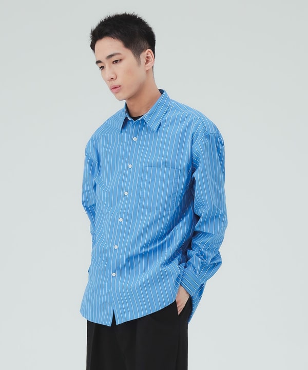 ストライプ レギュラーカラーシャツ [H:183cm C:80 W:68 H:89.5 Size:L]
