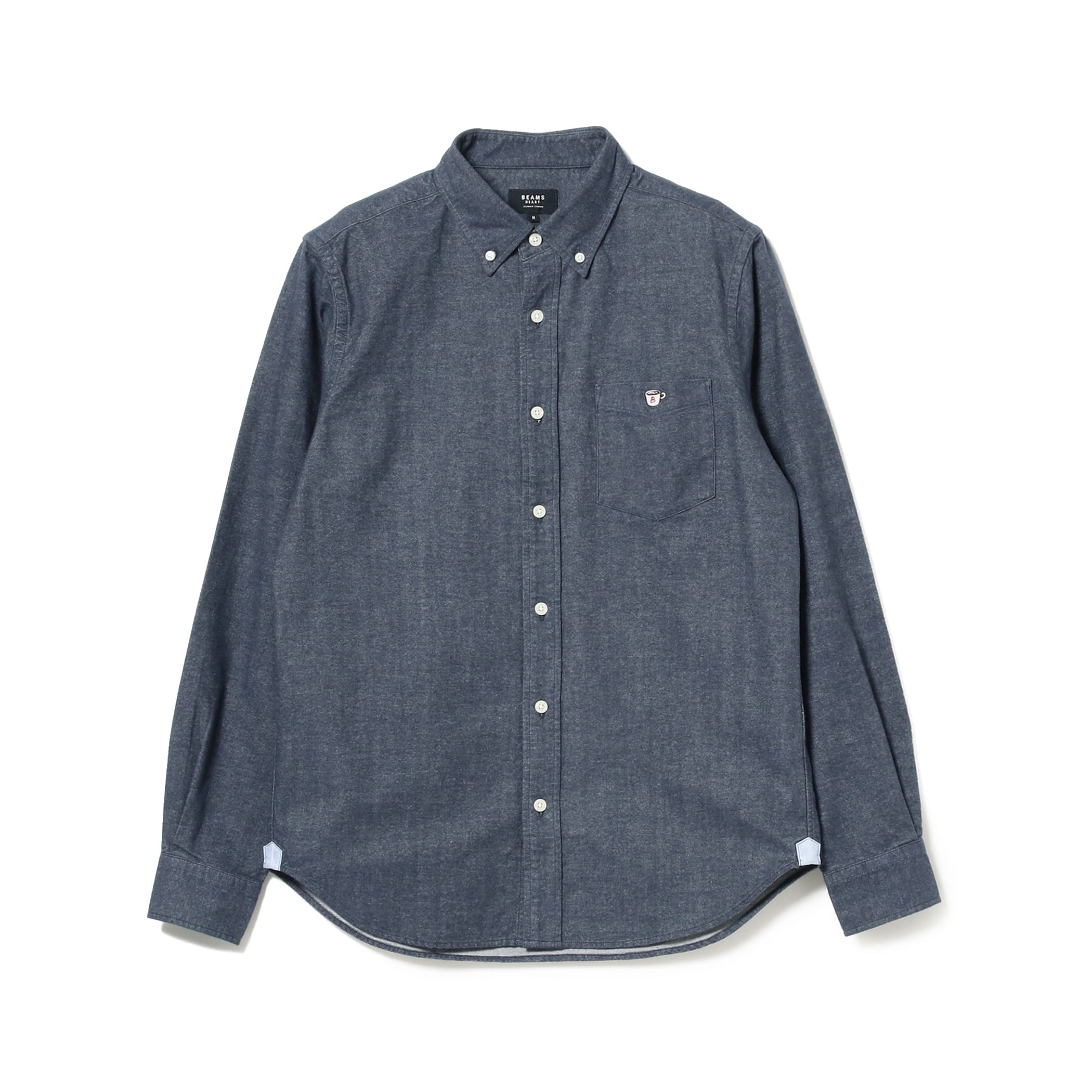 コーヒー刺繍 ボタンダウン ネルシャツ シャツ・ブラウス MEN NAVY S コーヒー刺繍 ボタンダウン ネルシャツ シャツ・ブラウス MEN NAVY S