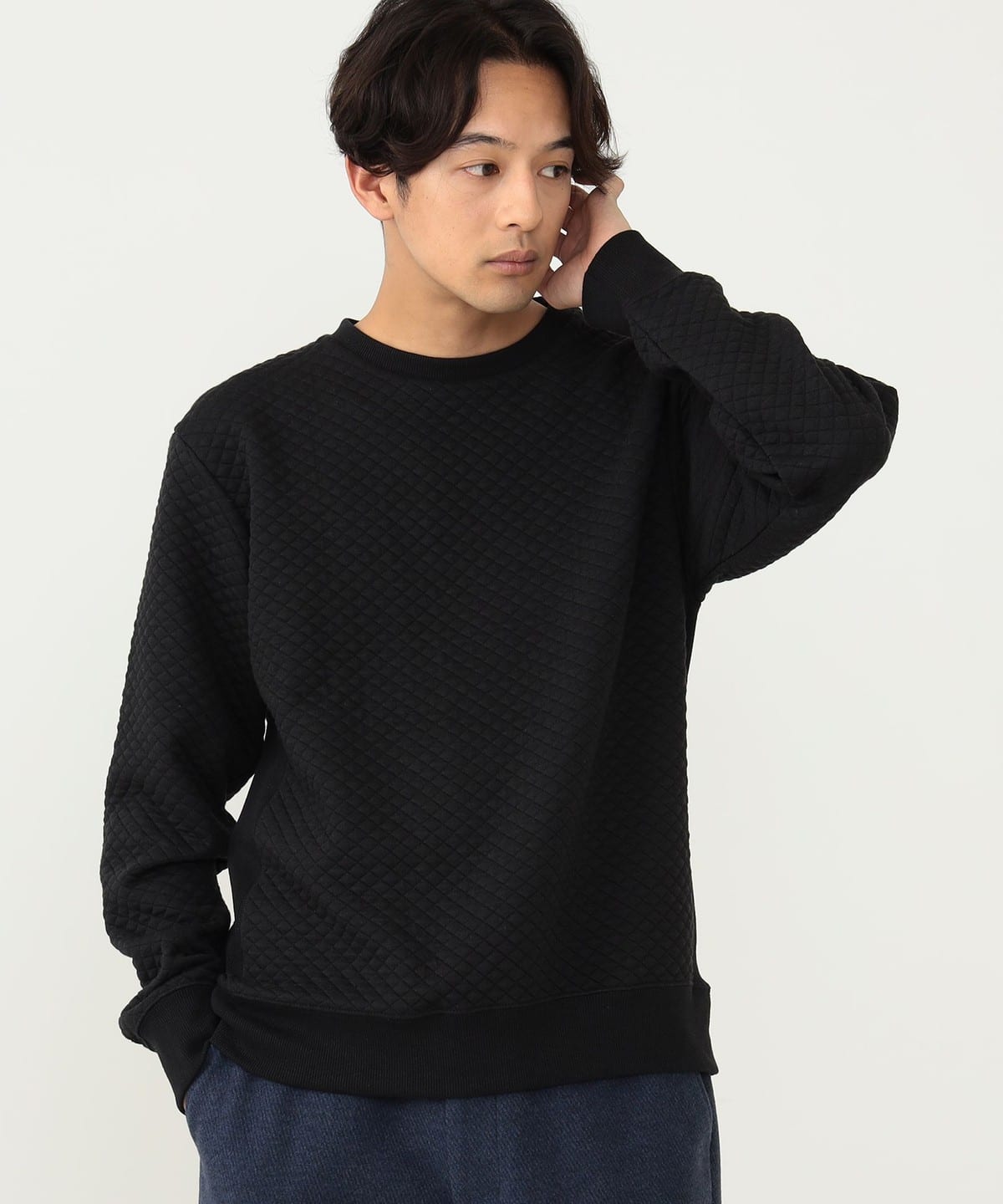 キルティング クルーネック プルオーバー トップス MEN BLACK S キルティング クルーネック プルオーバー トップス MEN BLACK S