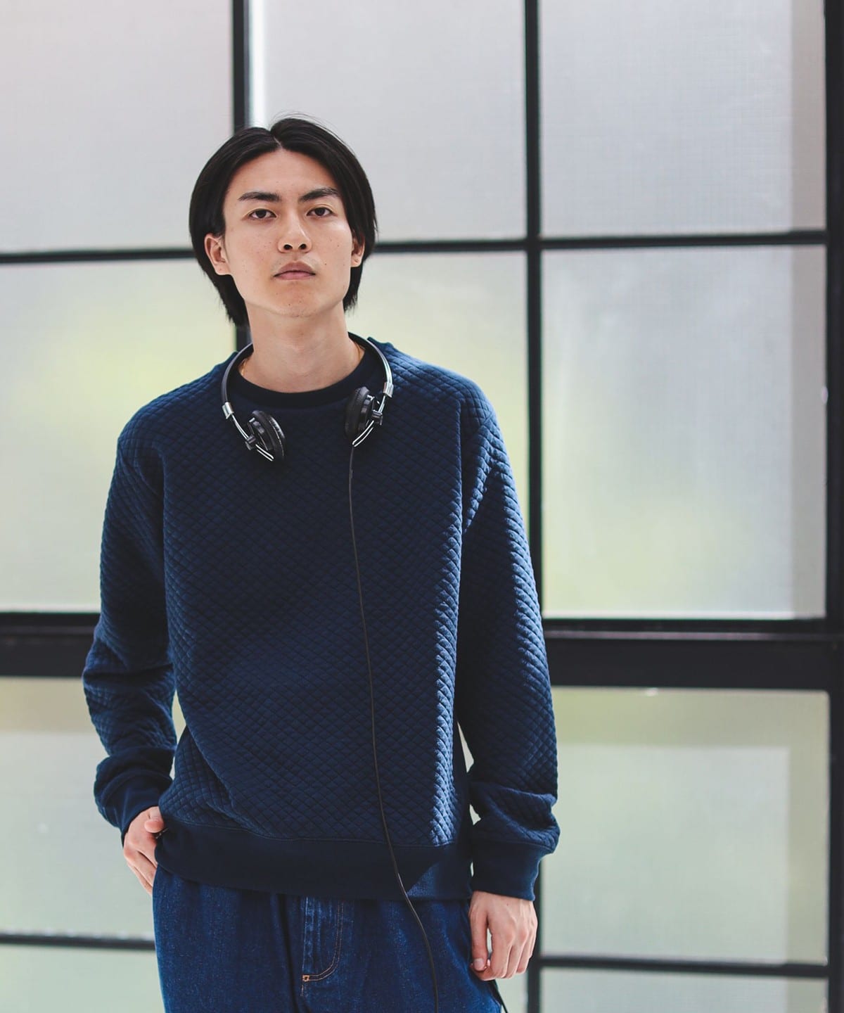 キルティング クルーネック プルオーバー トップス MEN NAVY M キルティング クルーネック プルオーバー トップス MEN NAVY M