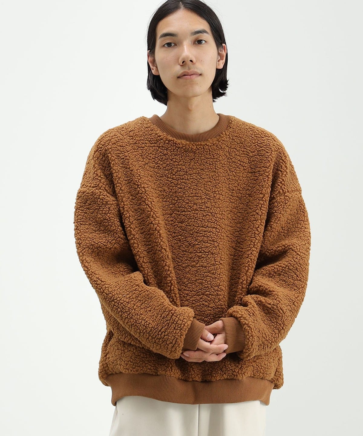 プードル ボア クルーネック スウェット トップス MEN LT. BROWN L プードル ボア クルーネック スウェット トップス MEN LT. BROWN L