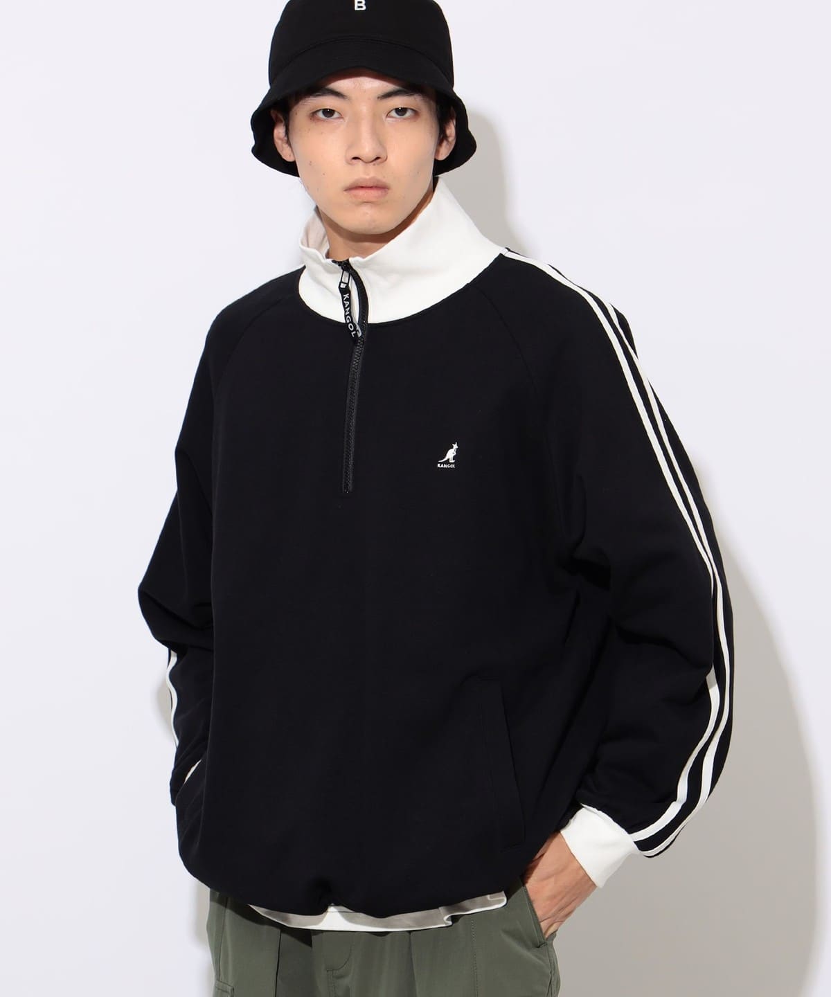 【EXCLUSIVE】KANGOL カンゴール / ハーフジップ スウェット トップス MEN BLACK M 【EXCLUSIVE】KANGOL カンゴール / ハーフジップ スウェット トップス MEN BLACK M