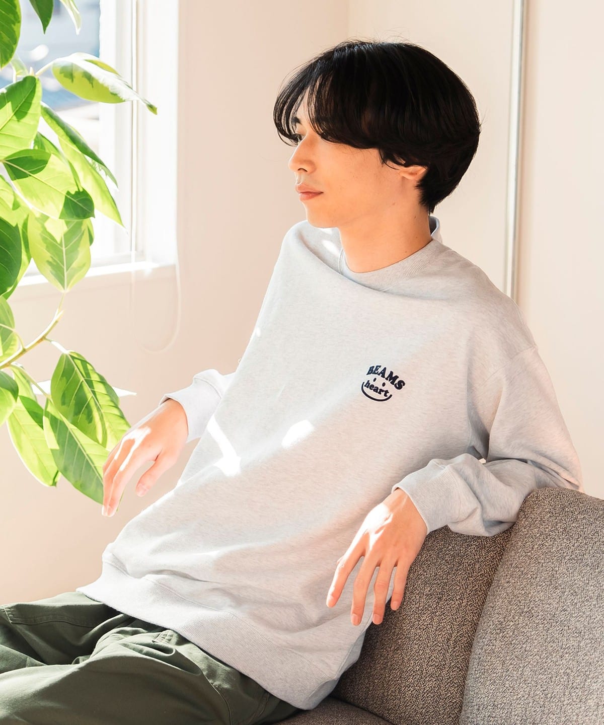 BEAMS HEART（ビームス ハート）スマイルロゴ クルー スウェット