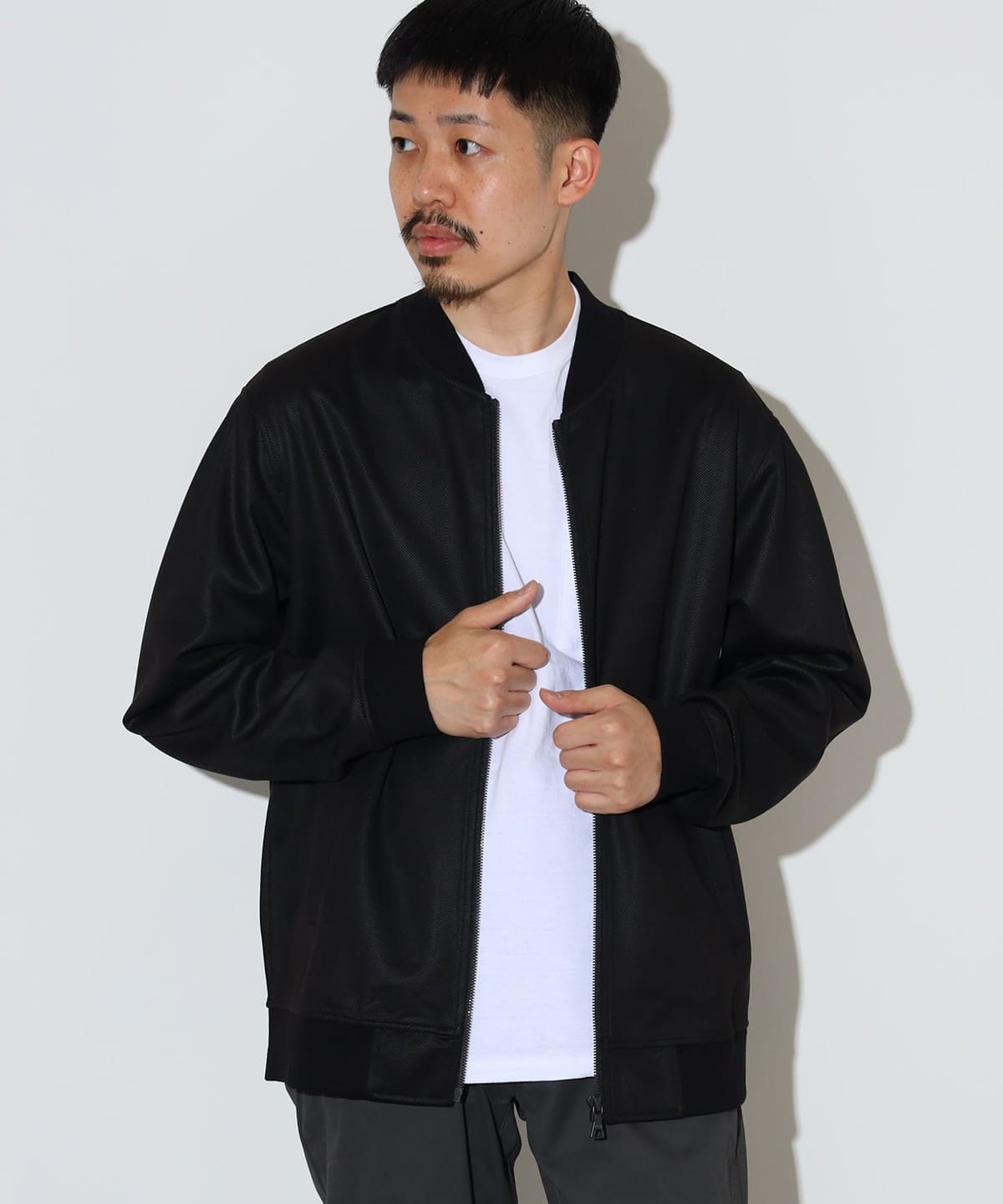 ヘリンボーン フェイクスウェード MA-1 ブルゾン MEN BLACK S ヘリンボーン フェイクスウェード MA-1 ブルゾン MEN BLACK S