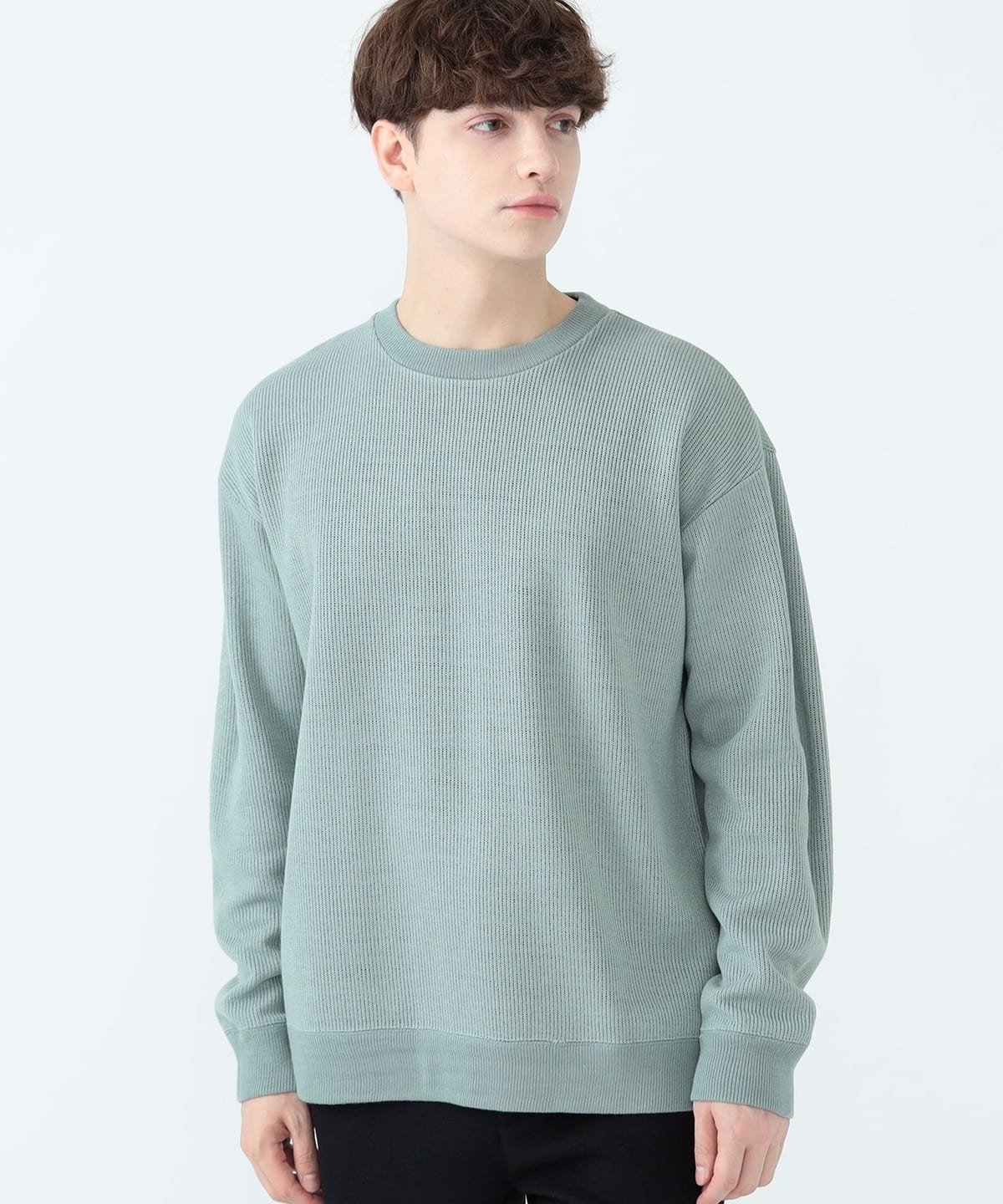 接結編み クルーネック カットソー Tシャツ・カットソー MEN SMOKE BLUE L 接結編み クルーネック カットソー Tシャツ・カットソー MEN SMOKE BLUE L