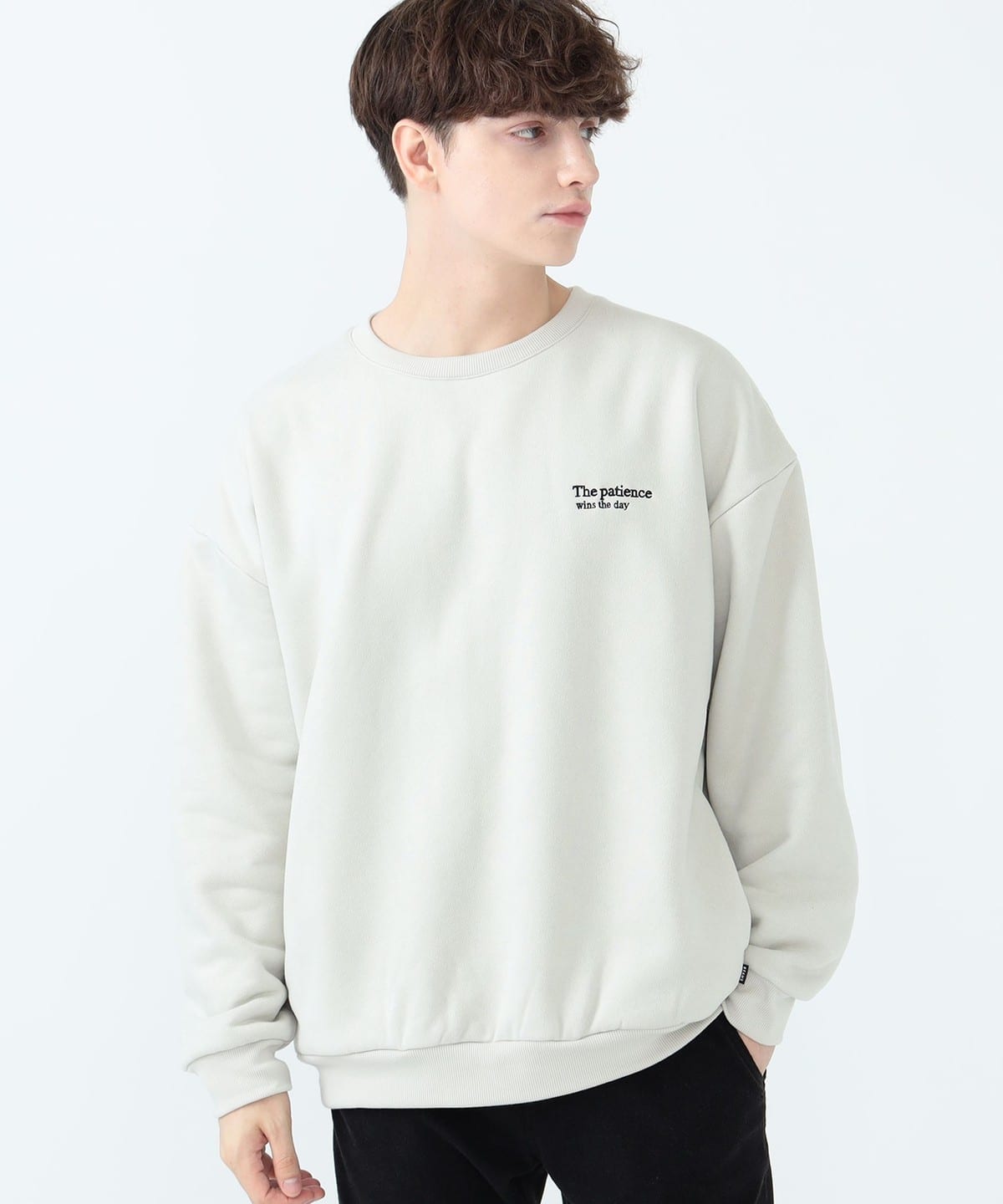 フェイクスウェード ボア クルーネック スウェット トップス MEN IVORY L フェイクスウェード ボア クルーネック スウェット トップス MEN IVORY L