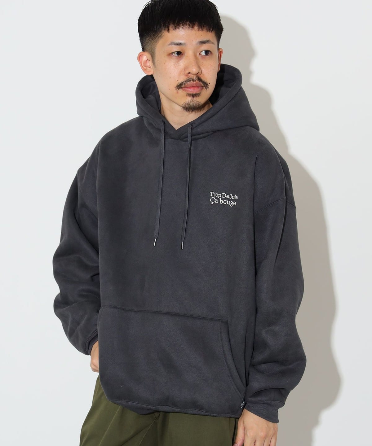 フェイクスウェード ボア パーカー トップス MEN CHARCOAL GREY S フェイクスウェード ボア パーカー トップス MEN CHARCOAL GREY S