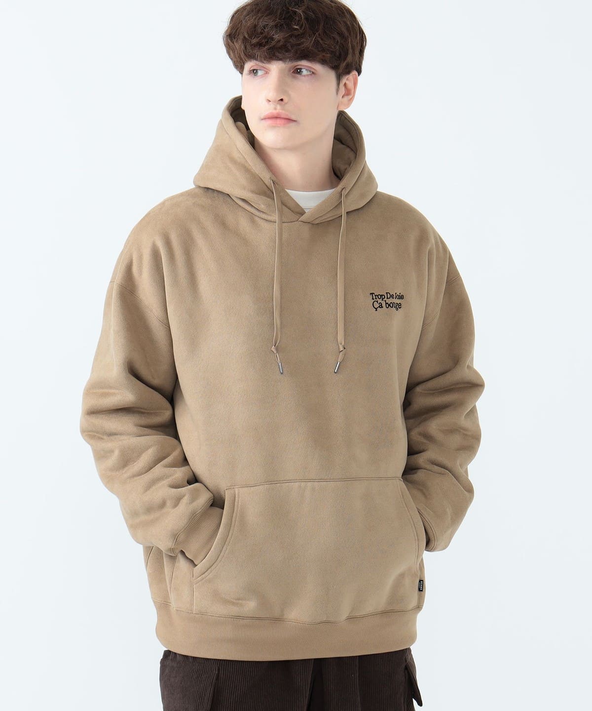 フェイクスウェード ボア パーカー トップス MEN LIGHT BROWN L フェイクスウェード ボア パーカー トップス MEN LIGHT BROWN L