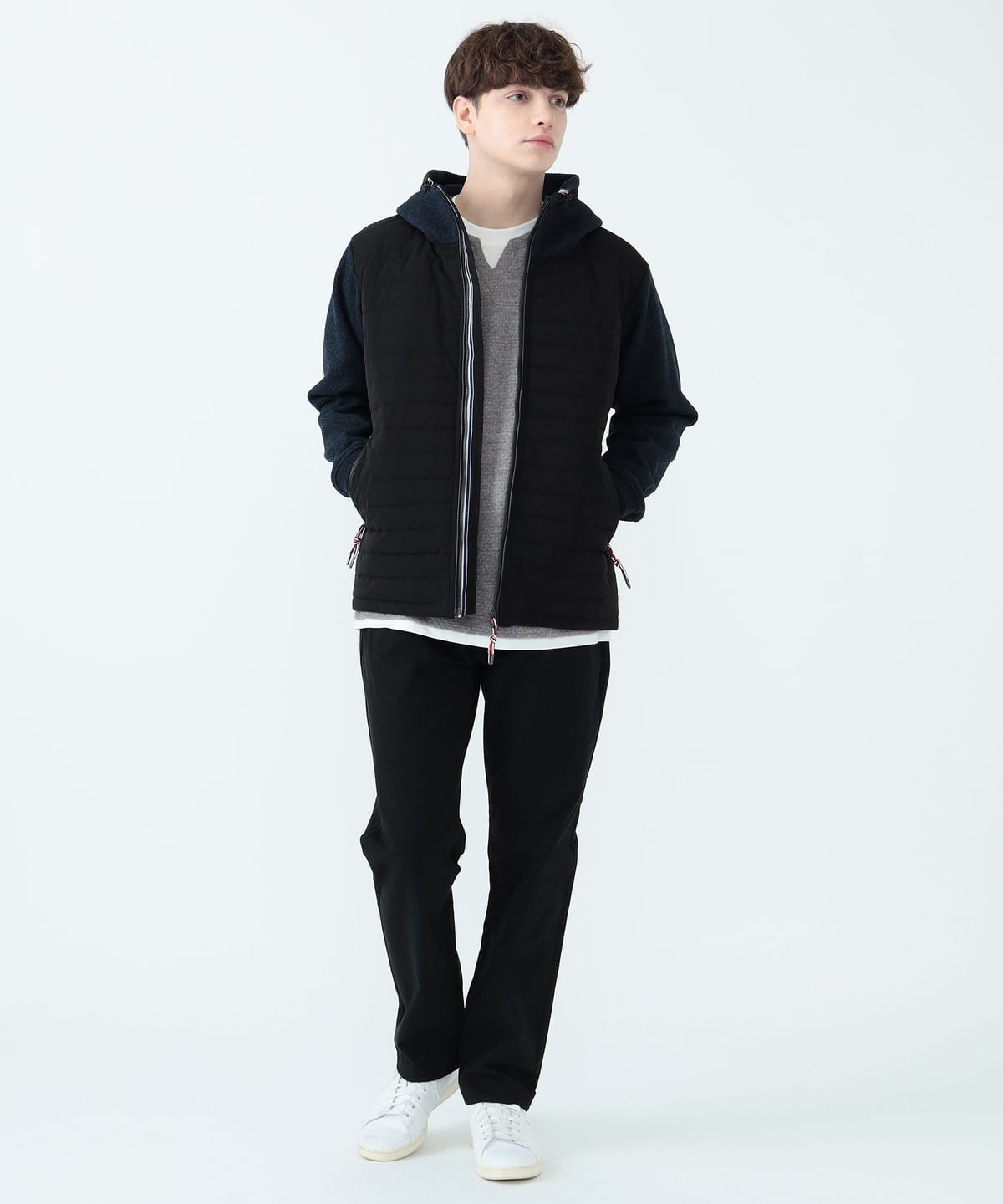 BEAMS HEART スウェット パディング パーカー22FW ネイビー　L BEAMS HEART（ビームス ハート）パディング パーカー（ブルゾン