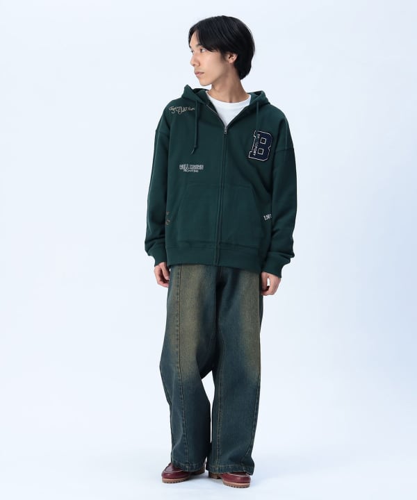 D2800【濃紺刺繍ワッペン】ビームスハート　フーディジャケット　Sサイズ 楽天市場】胸ジップ スタジアム ブルゾン BEAMS HEART MEN