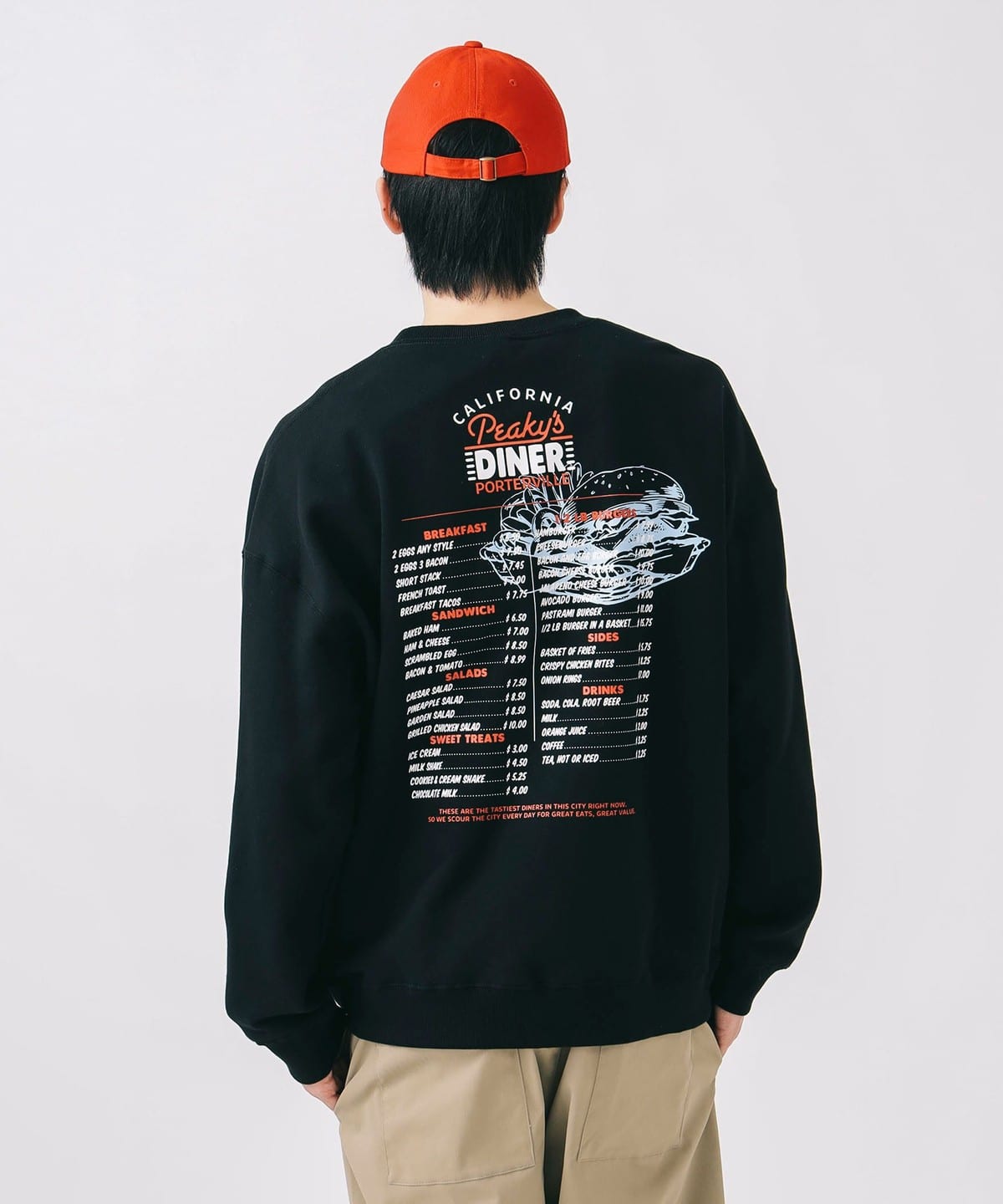 ダイナー グラフィック スウェット トップス MEN CHARCOAL GREY M ダイナー グラフィック スウェット トップス MEN CHARCOAL GREY M
