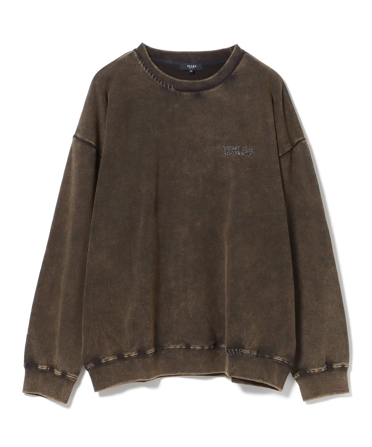 フェード ステッチ クルーネック スウェット トップス MEN BROWN L
