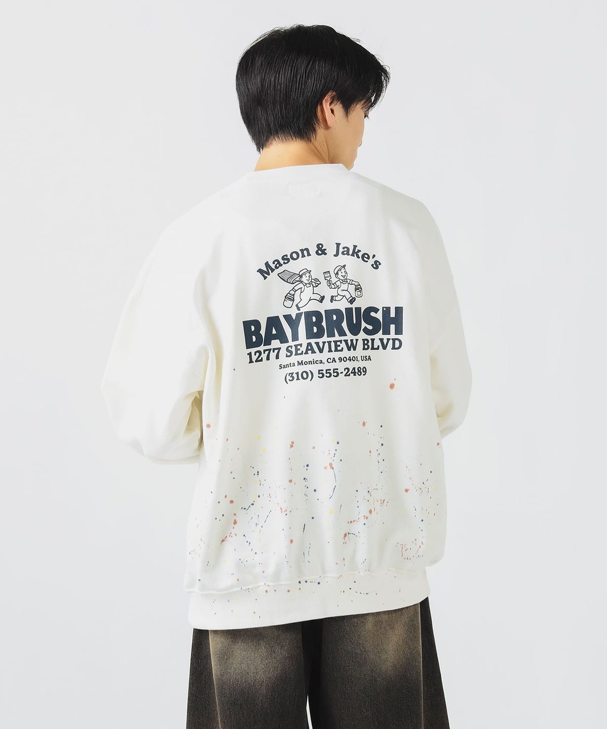 ペイント スウェット トップス MEN OFF WHT S ペイント スウェット トップス MEN OFF WHT S