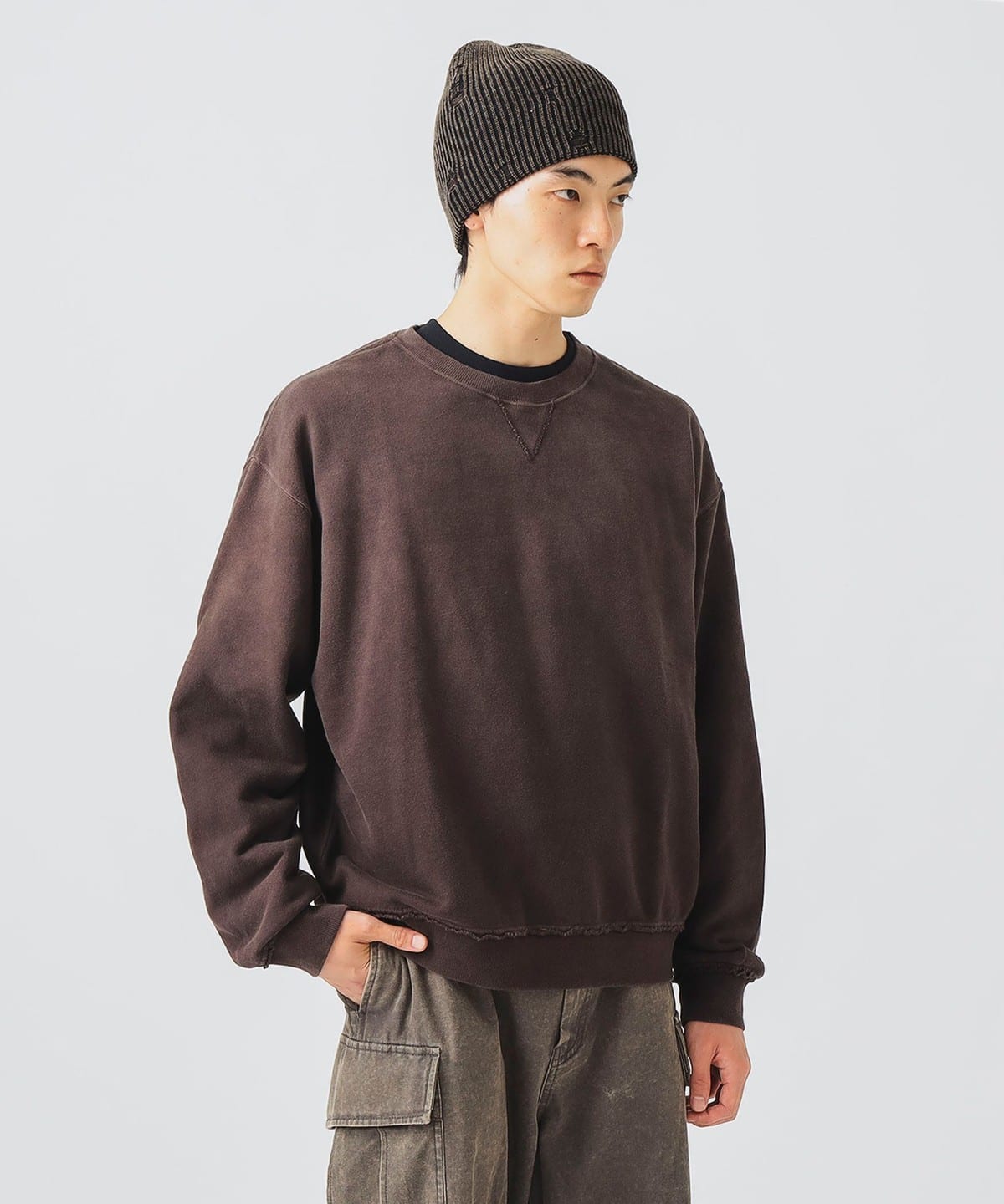 GMS ウラケ クルーネック スウェット トップス MEN BROWN L GMS ウラケ クルーネック スウェット トップス MEN BROWN L