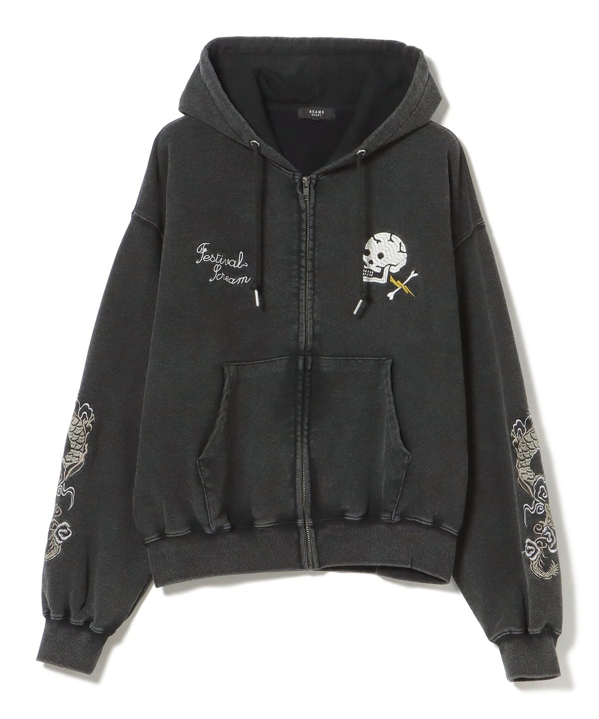 BEAMS HEART BEAMS HEART Wash Sukajan Zip Hoodie (Tops/Hoodie