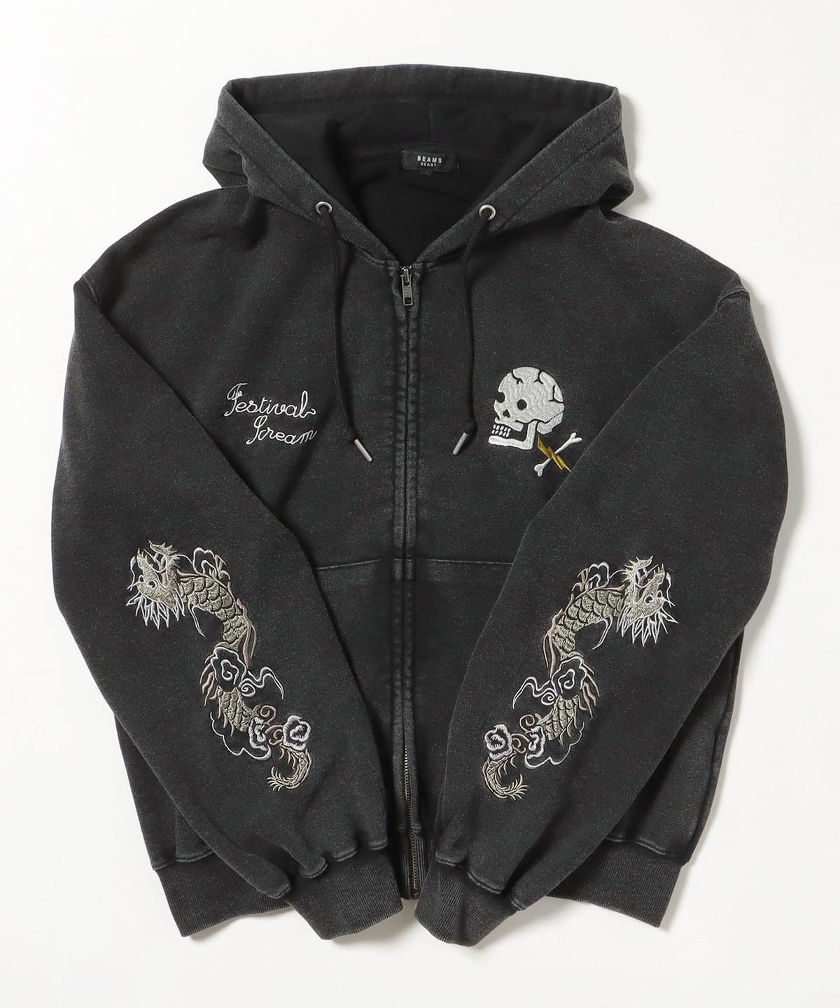 BEAMS HEART BEAMS HEART Wash Sukajan Zip Hoodie (Tops/Hoodie