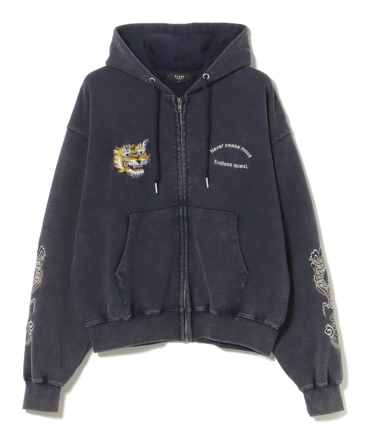 BEAMS HEART BEAMS HEART Wash Sukajan Zip Hoodie (Tops/Hoodie